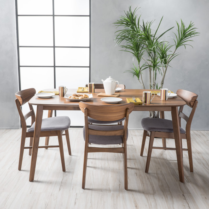 Yolanda 5 Piece Rubberwood Dining Set & Reviews AllModern